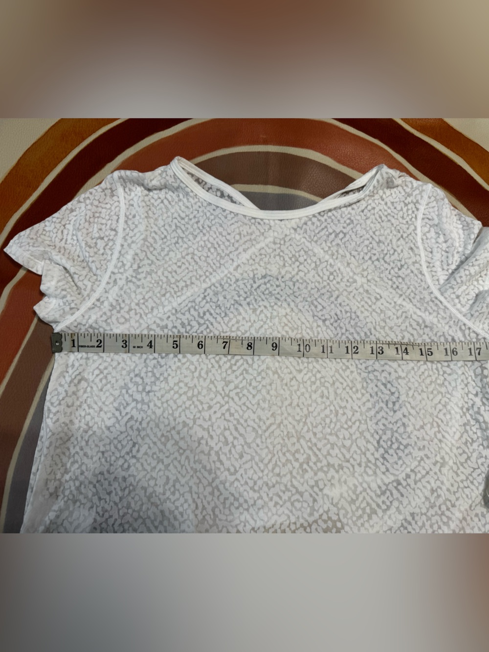 WHITE LULULEMON SEE
THROUGH SHORT SLEEVE TOP - Picture 7 of 8